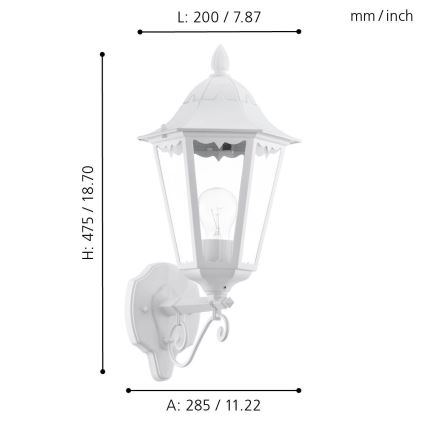 Eglo - Luz de parede de exterior 1xE27/60W/230V IP44