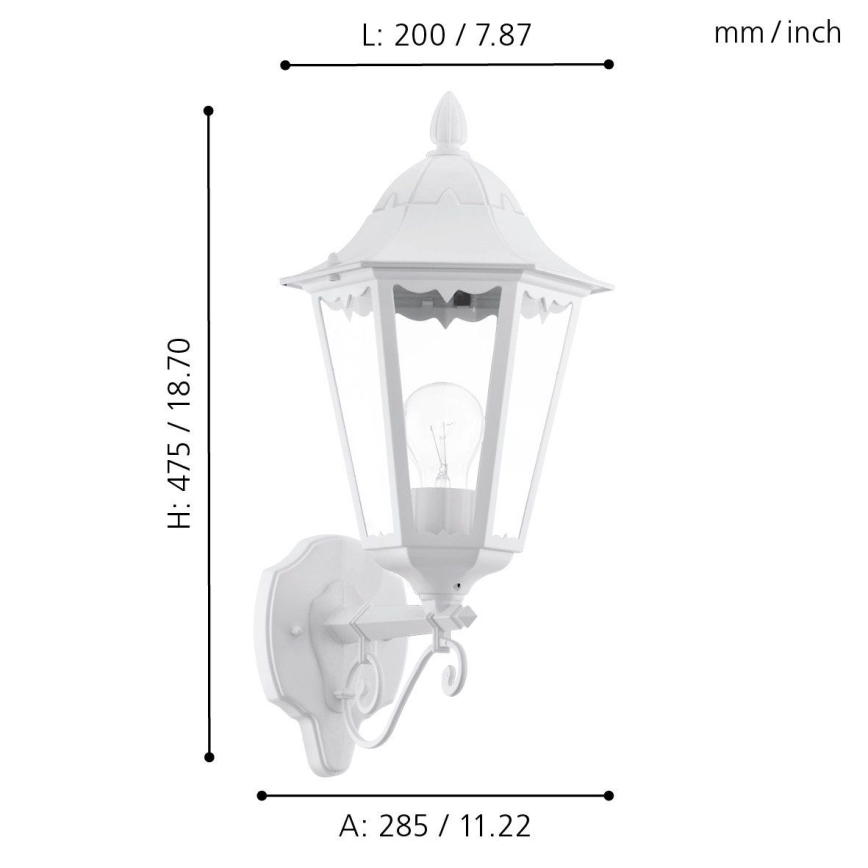 Eglo - Luz de parede de exterior 1xE27/60W/230V IP44