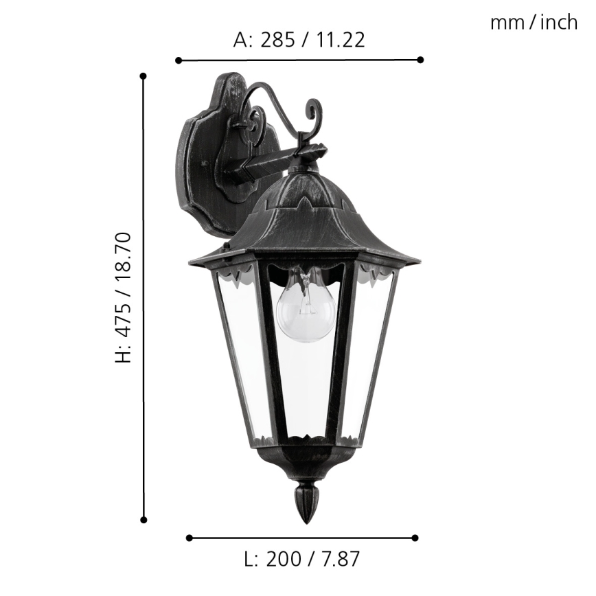 Eglo - Luz de parede de exterior 1xE27/60W/230V IP44
