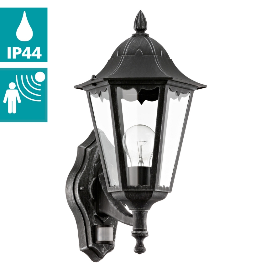 Eglo - Aplique de parede externo com sensor 1xE27/60W/230V IP44