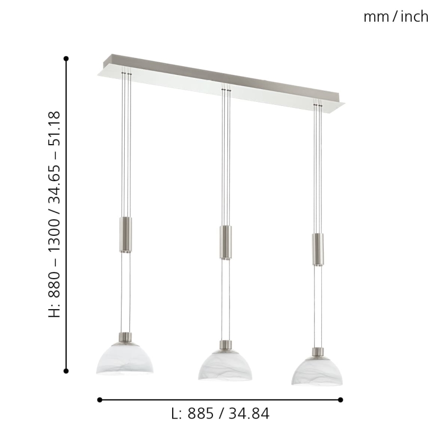 Eglo 93468 - Luz pendente LED MONTEFIO 3xLED/6W/230V