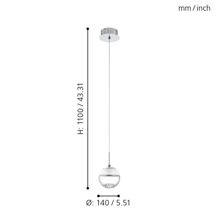 Eglo - Luz pendente LED 1 1xLED/5W/230V