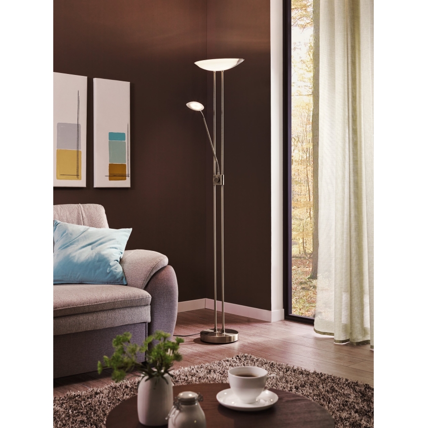 Eglo - Candeeiro de chão LED com regulação LED/20W + LED/2,5W cromado mate