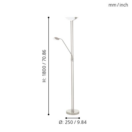 Eglo - Candeeiro de chão LED com regulação LED/20W + LED/2,5W cromado mate