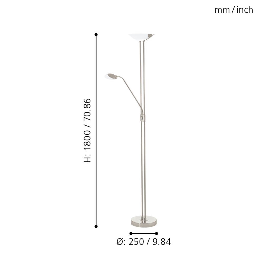 Eglo - Candeeiro de chão LED com regulação LED/20W + LED/2,5W cromado mate