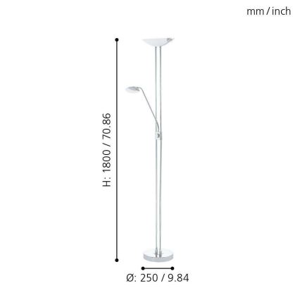 Eglo - Candeeiro de chão LED com regulação LED/20W + LED/2,5W