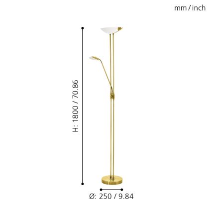 Eglo - Candeeiro de chão LED com regulação LED/20W + LED/2,5W