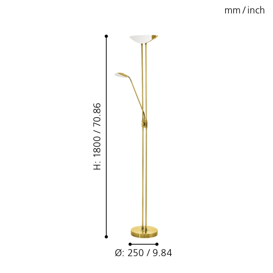 Eglo - Candeeiro de chão LED com regulação LED/20W + LED/2,5W