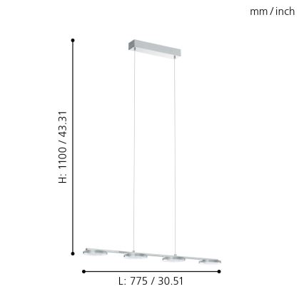Eglo - Candeeiro suspenso LED 4xLED/4,5W/230V