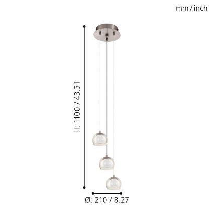 Eglo - Luz suspensa LED 3xLED/3,3W/230V