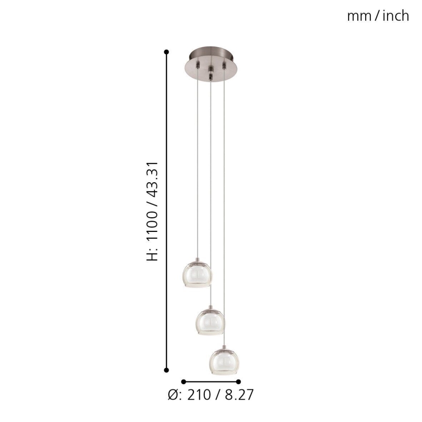 Eglo - Luz suspensa LED 3xLED/3,3W/230V