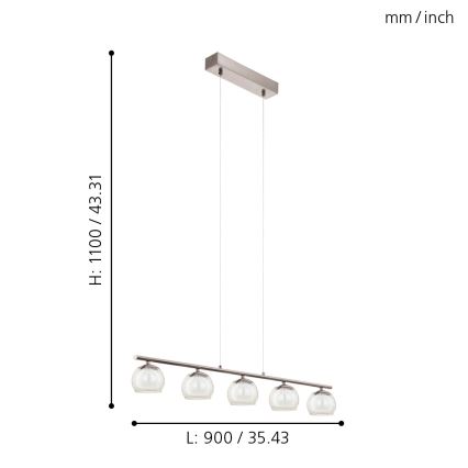 Eglo 94319 - Candeeiro suspenso LED ASCOLESE 5xLED/3,3W/230V