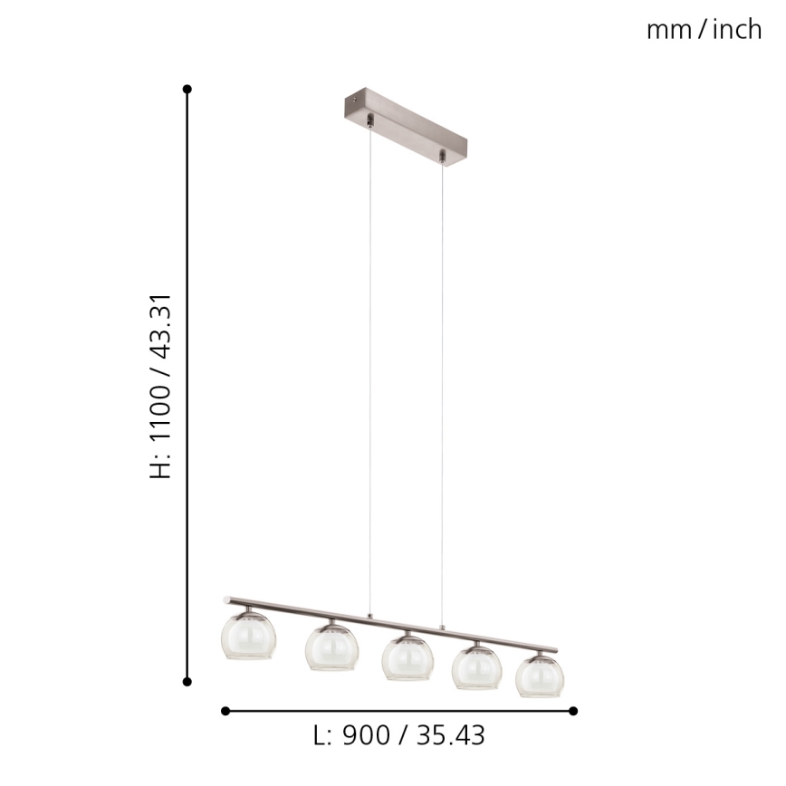 Eglo 94319 - Candeeiro suspenso LED ASCOLESE 5xLED/3,3W/230V