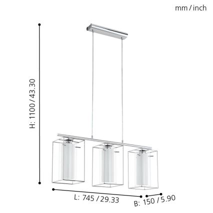 Eglo - Candelabro 1 3xE27/60W/230V