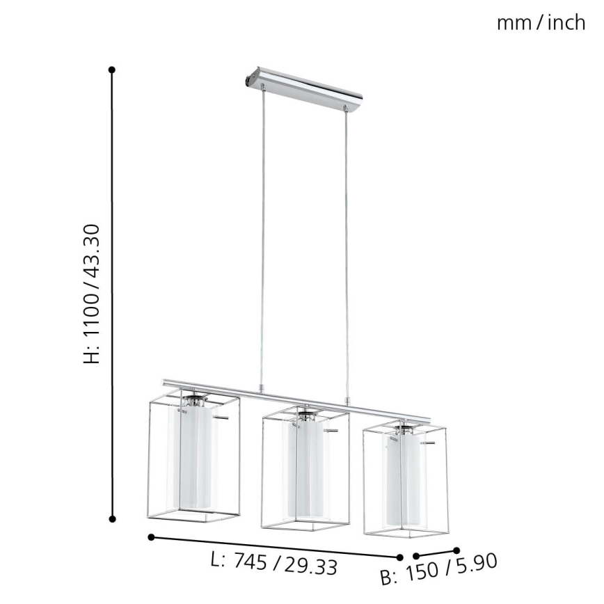 Eglo - Candelabro 1 3xE27/60W/230V