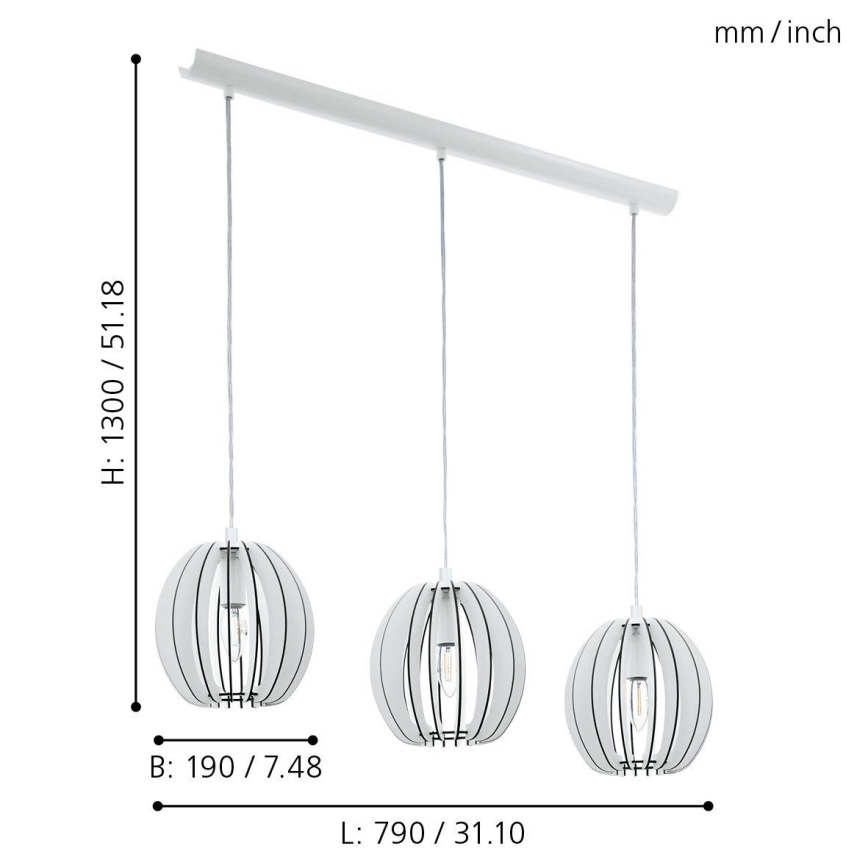Eglo 94444 - Candelabro COSSANO 3xE14/40W/230V