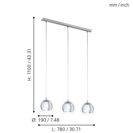 Eglo - Candelabro 3xE27/60W/230V
