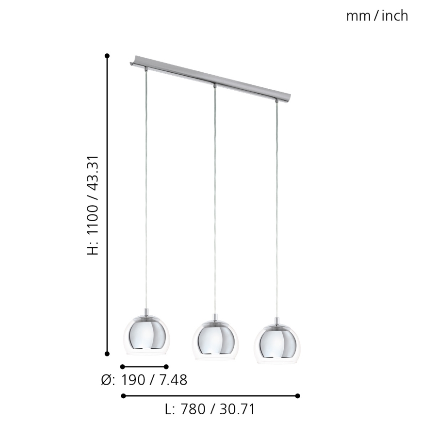 Eglo - Candelabro 3xE27/60W/230V