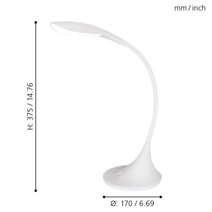 Eglo - LED regulação lâmpada de mesa 1xLED/4,5W/230V branco