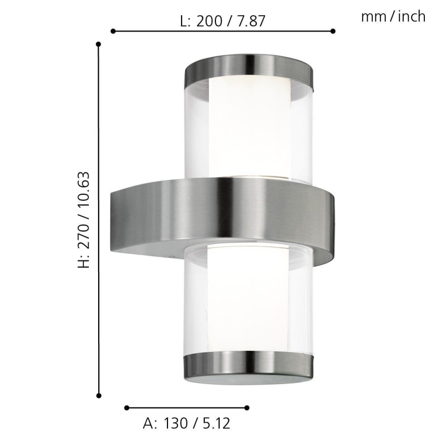 Eglo - Luz de parede de exterior 1 2xLED/3,7W/230V IP44