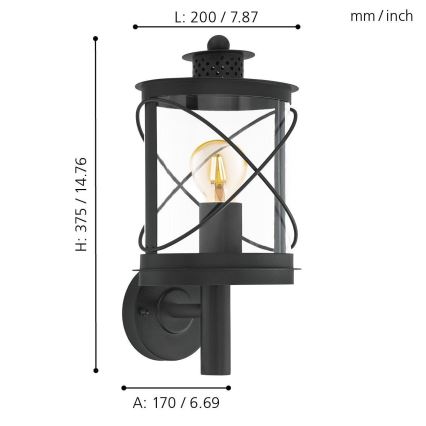 Eglo - Luz de exterior 1xE27/60W/230V IP44