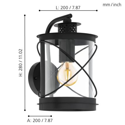 Eglo - Luz de exterior 1xE27/60W/230V IP44