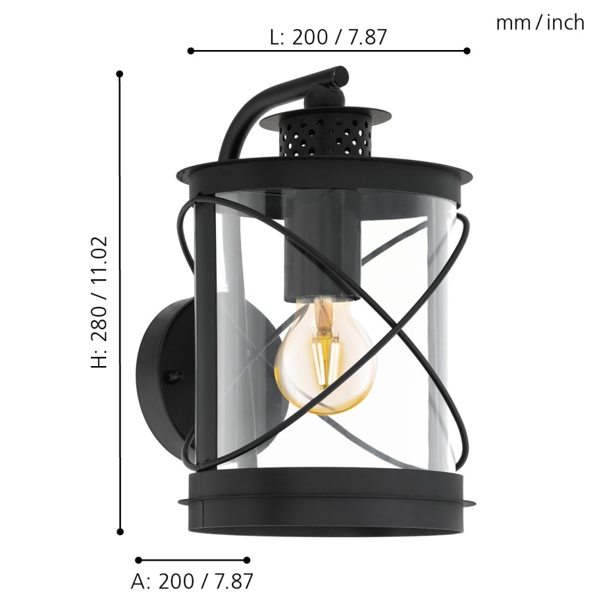 Eglo - Luz de exterior 1xE27/60W/230V IP44