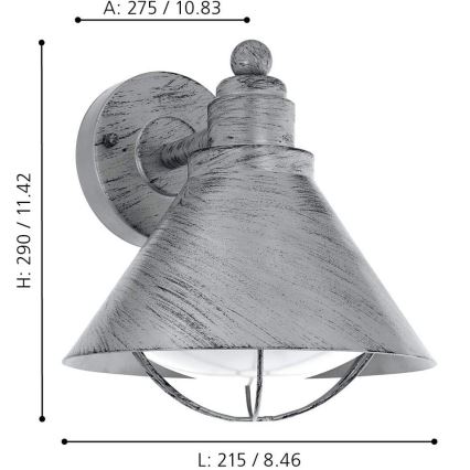 Eglo 94859 - Candeeiro de exterior BARROSELA 1xE27/40W/230V IP44