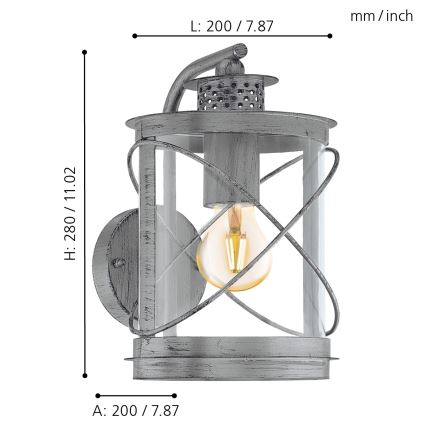 Eglo - Luz de exterior 1 1xE27/60W/230V IP44