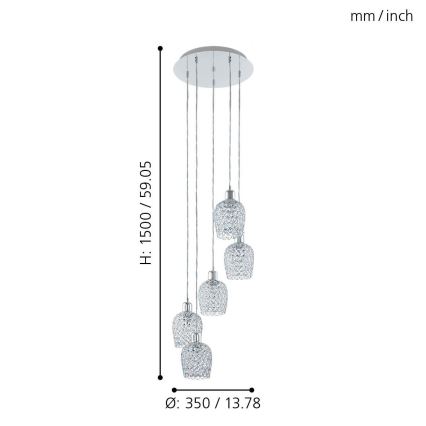 Eglo - Candeeiro suspenso 5xE27/60W/230V