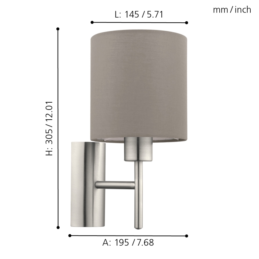 Eglo - Iluminação de parede 1xE27/60W/230V taupe