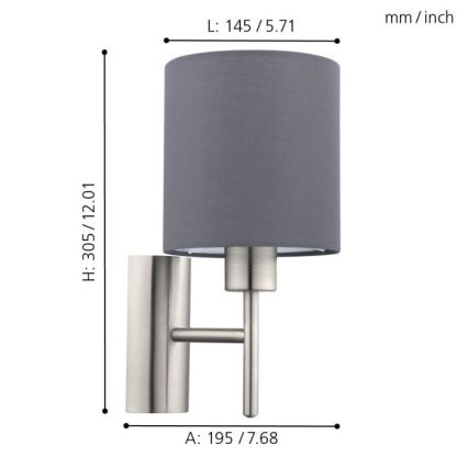 Eglo - Iluminação de parede 1xE27/60W/230V