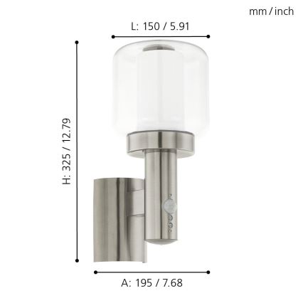 Eglo - Aplique de parede externo com sensor 1xE27/40W IP44