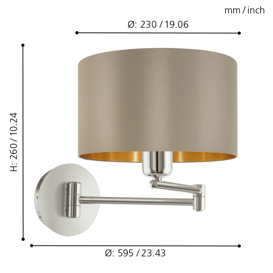 Eglo - Luz de parede 1xE27/60W/230V