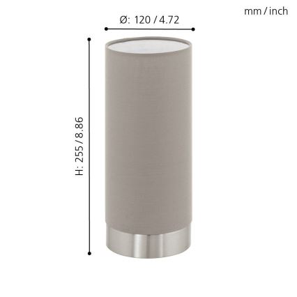 Eglo - Candeeiro de mesa com regulação 1xE27/40W/230V taupe