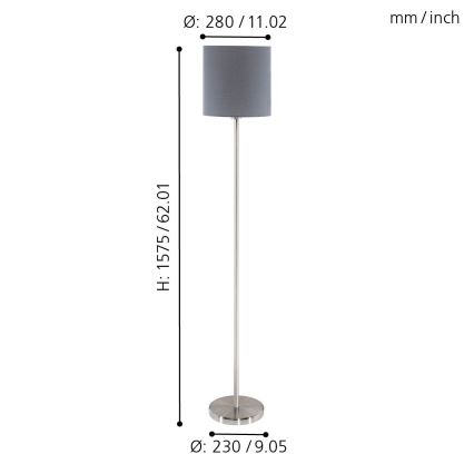 Eglo - Candeeiro de chão PASTERI 1xE27/60W/230V