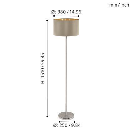 Eglo - Candeeiro de chão 1xE27/60W/230V taupe
