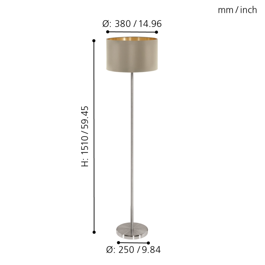 Eglo - Candeeiro de chão 1xE27/60W/230V taupe