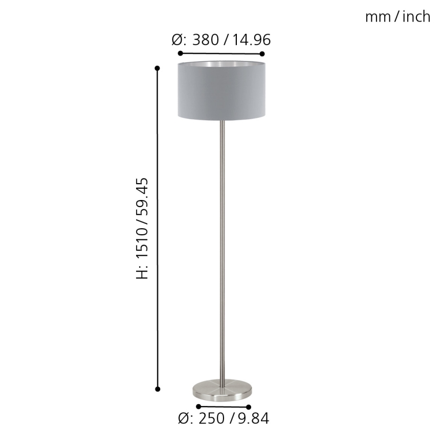 Eglo - Candeeiro de chão MASERLO 1xE27/60W/230V