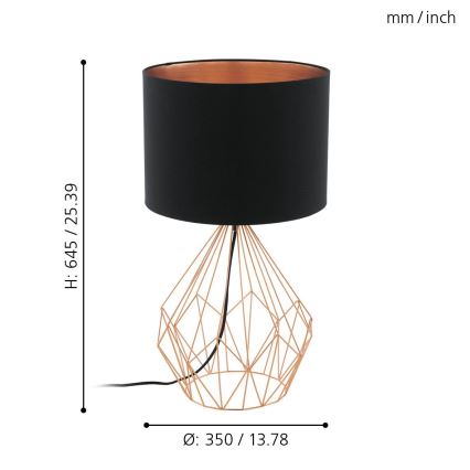 Eglo - Lâmpada de mesa 1xE27/60W/230V