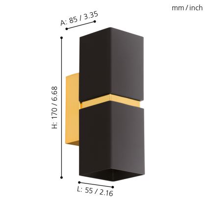 Eglo - Luz de parede LED 2xGU10-LED/4W/230V