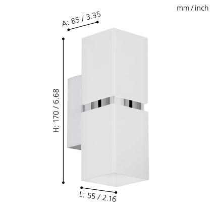 Eglo - Luz de parede LED 2xGU10-LED/4W/230V
