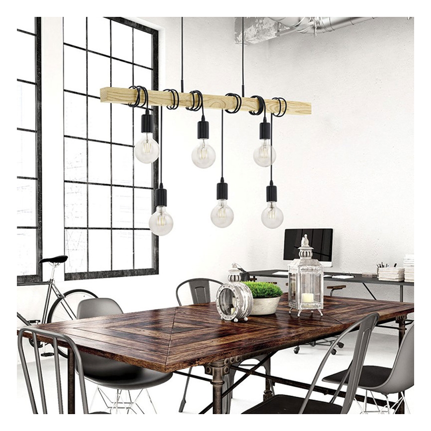 Eglo - Luz pendente TOWNSHEND 6xE27/60W/230V