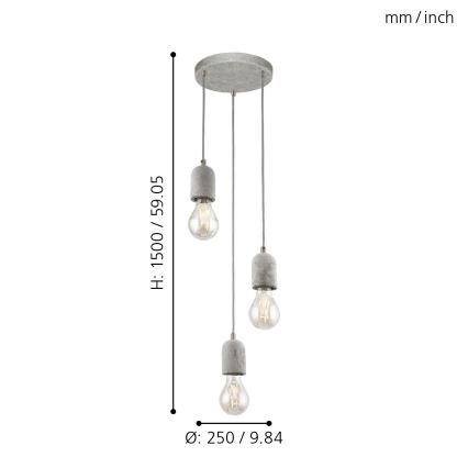 Eglo - Candelabro 3xE27/60W/230V