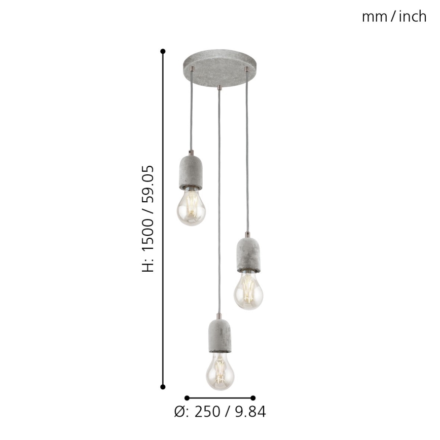 Eglo - Candelabro 3xE27/60W/230V