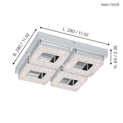 Eglo - Luz de teto de cristal LED 4xLED/4W/230V