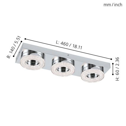 Eglo - Luz de teto de cristal LED 3xLED/4W/230V