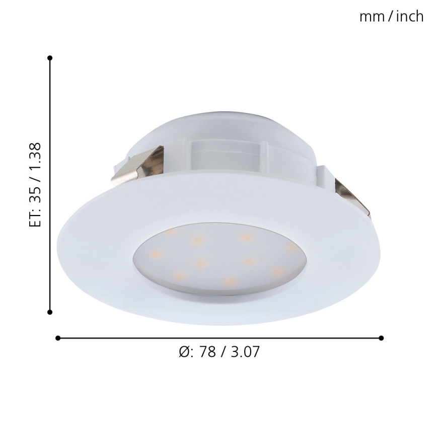 Eglo - CONJUNTO 3x Foco de encastrar de casa de banho LED PINEDA 1xLED/4,9W/230V IP44