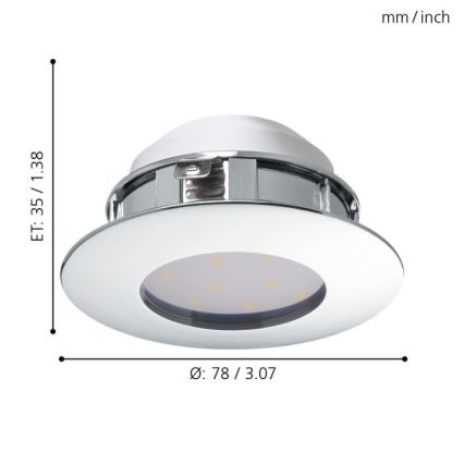 Eglo - CONJUNTO 3x Foco de encastrar LED PINEDA 1xLED/4,9W/230V