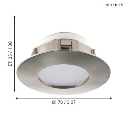 Eglo - CONJUNTO 3x Foco de encastrar LED PINEDA 1xLED/4,9W/230V